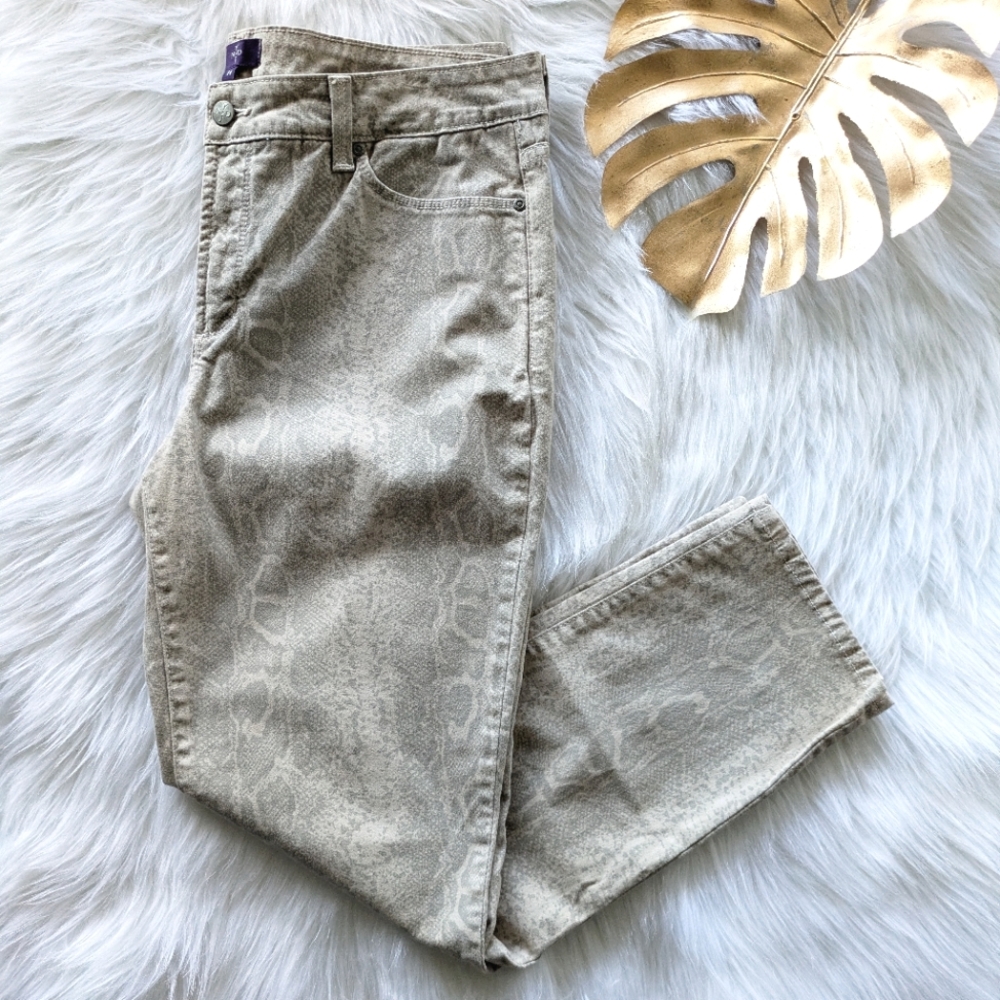 NYDJ light tan snakeskin print skinny jeans size 14